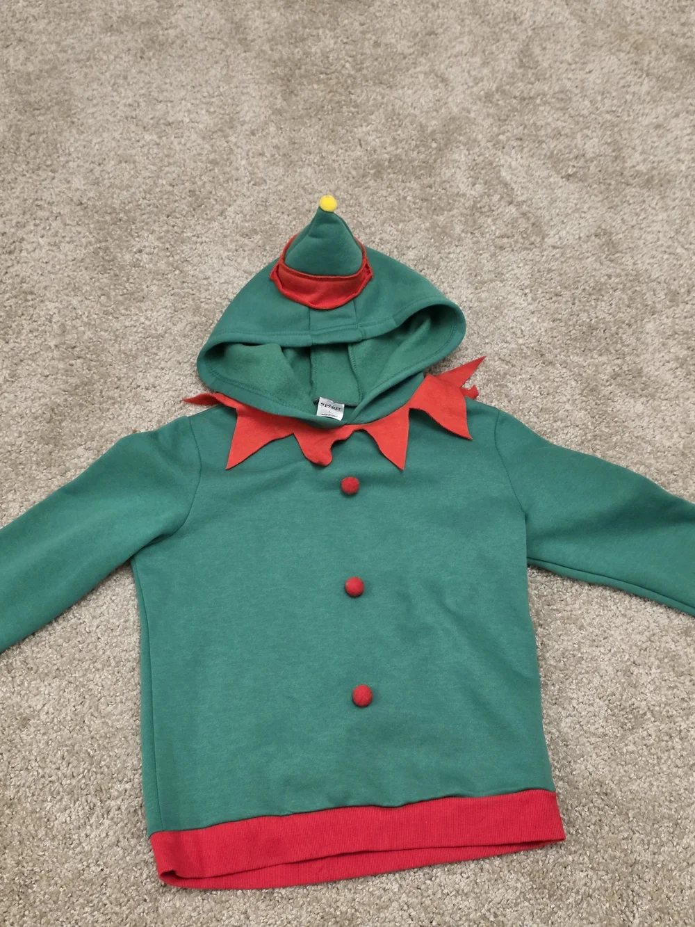 Spirit Kids Elf Costume Hoodie - Green & Red - Sz L - NWOT